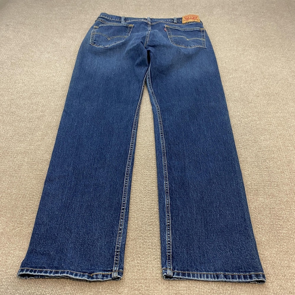 Levis 505 Jeans Mens 38x34 Blue Medium Wash Regular Straight Stretch Denim Pants